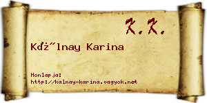 Kálnay Karina névjegykártya